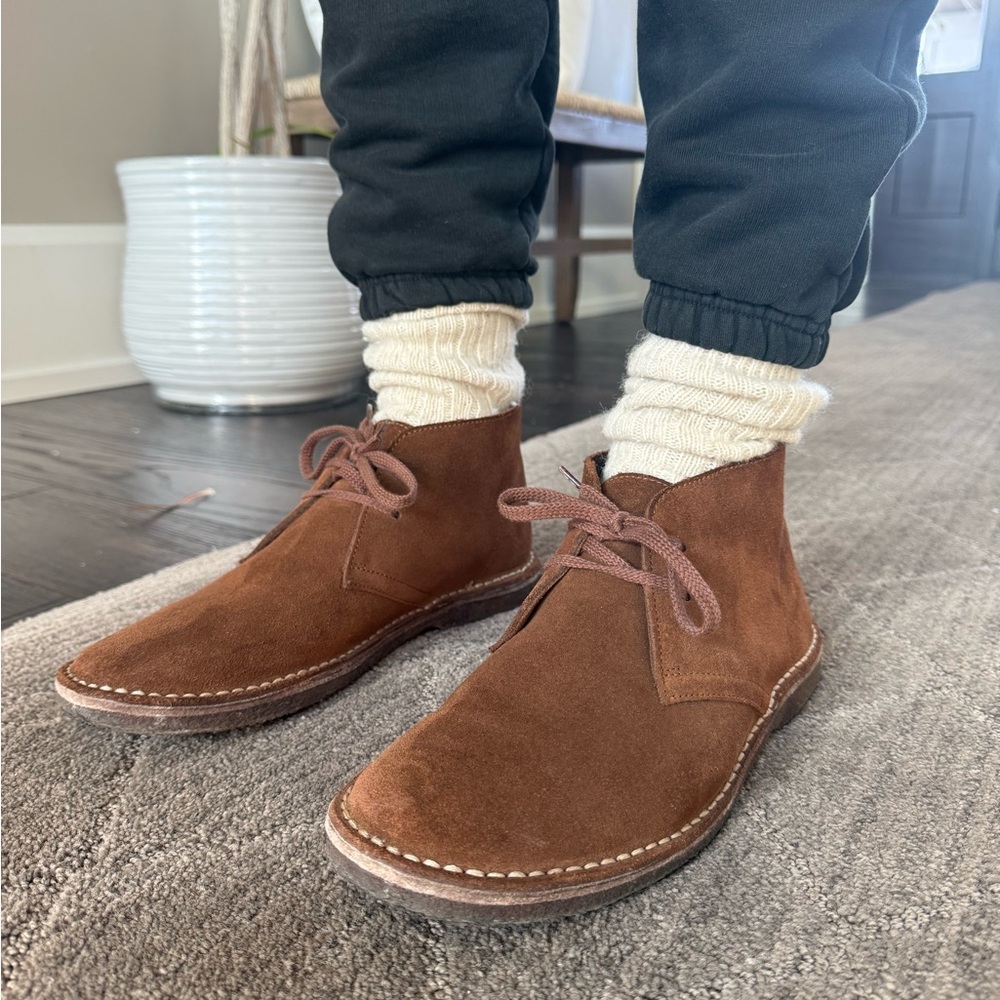 J. Crew Brown Leather Chukka Boots Soft Suede Material Size 9 Made in Italy